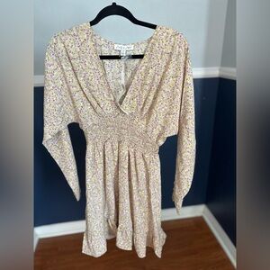 She + Sky Floral Beige and Pink Dress